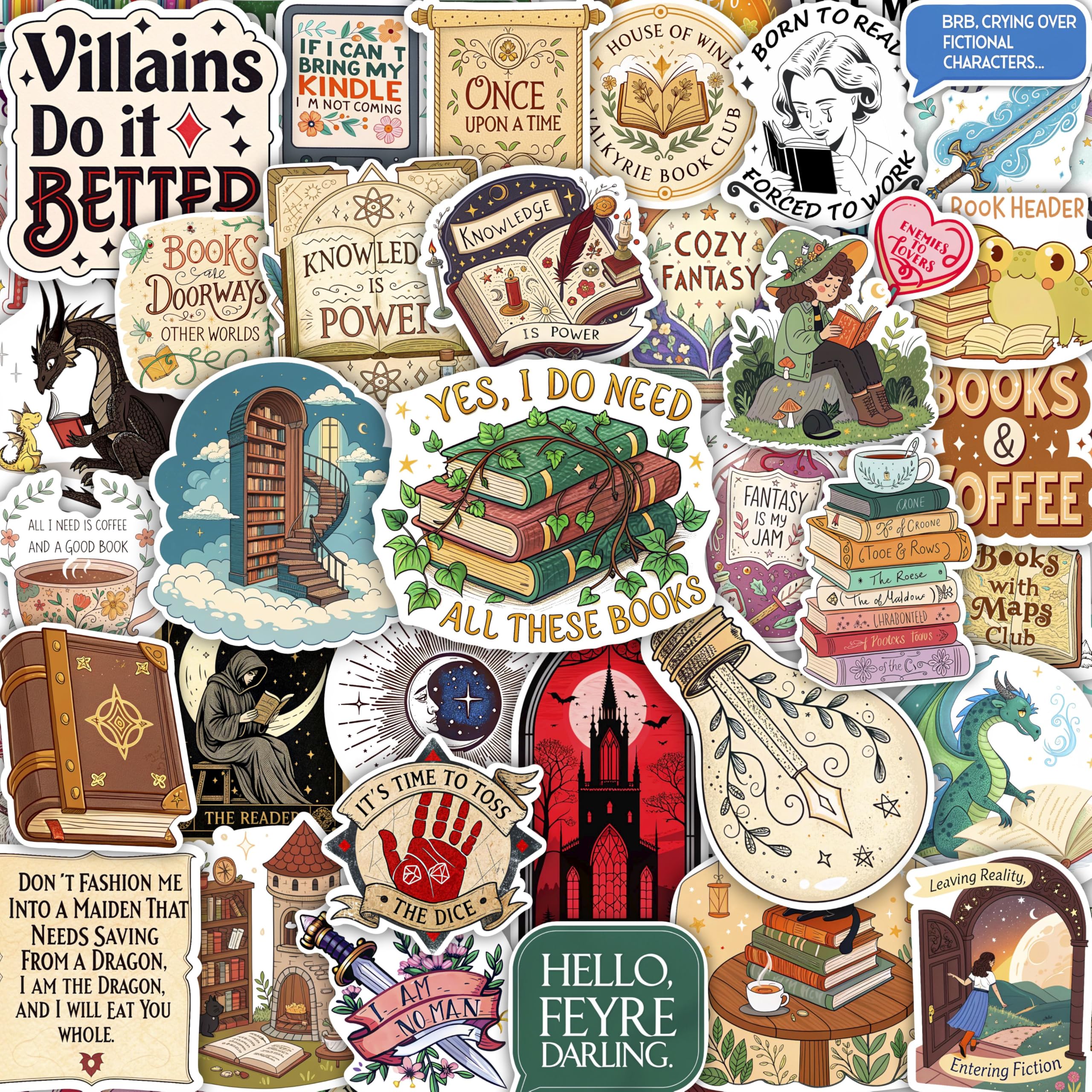 Photo 1 of 100Pcs Fantasy Book Stickers for Kindle Adult - Bookish & Reading Decals, Book Stickers Fantasy - Gifts for Men & Women