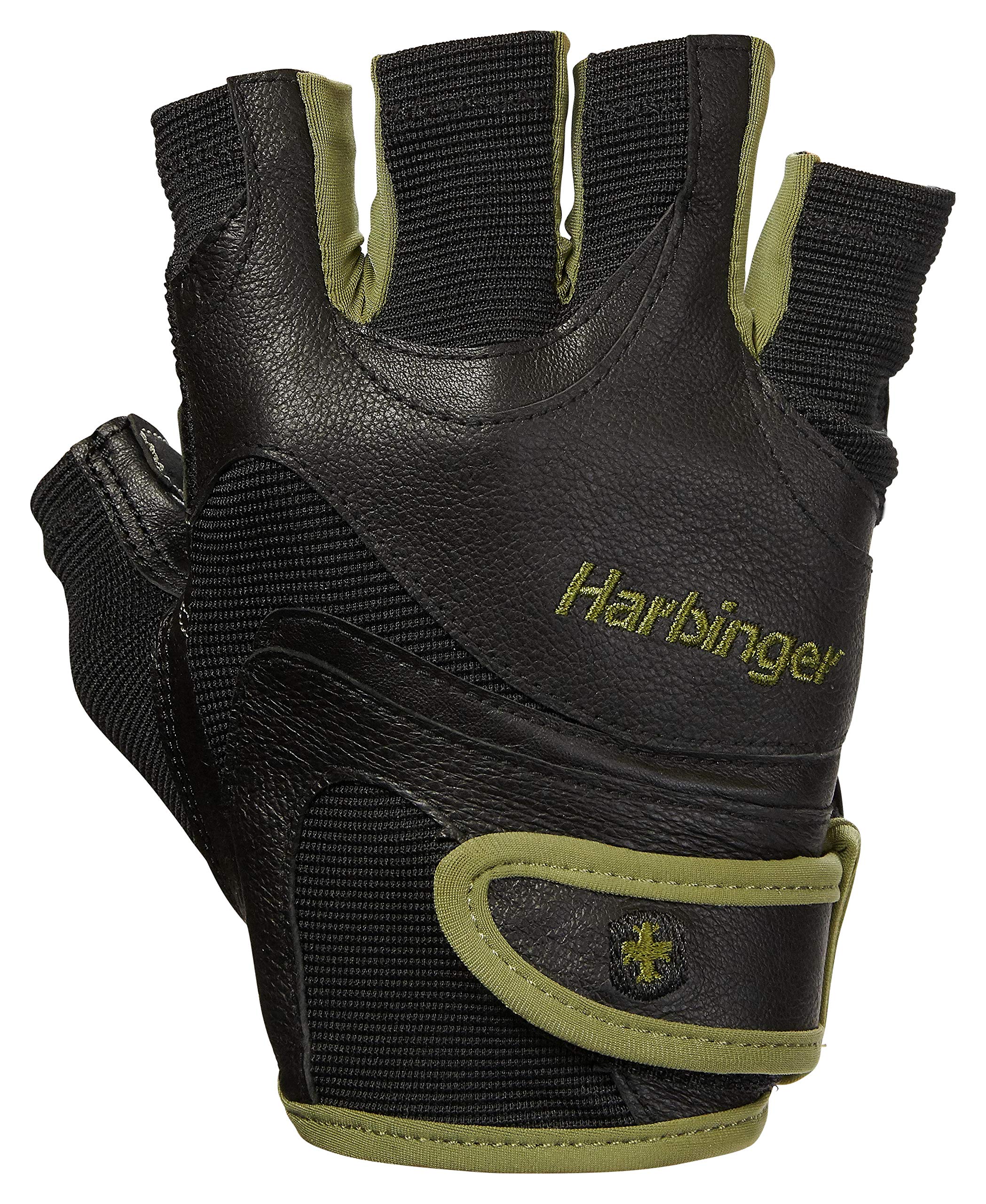 Harbinger Flexfit Weightlifting Gloves-Natrual Grip Palm Protection and Full Range of Motion,7-Piece Leather Palm Naturally Contours To Your Hand ,Provides Full Range of Motion,Small,Green