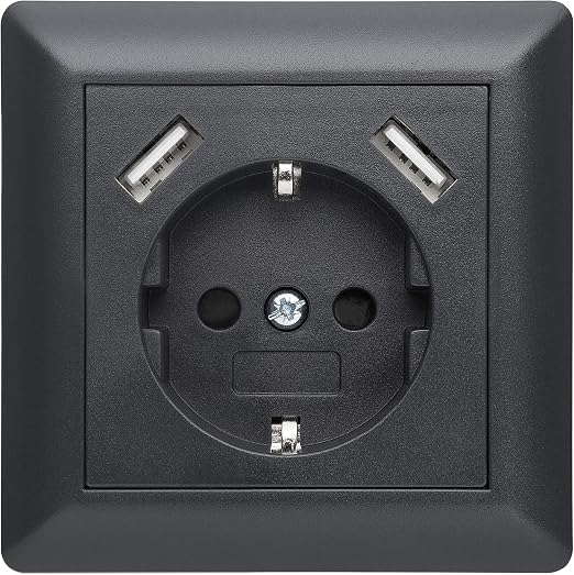 Presa USB Urmet Simon Nea con 2 uscite USB frontali 5V 3A Alluminio