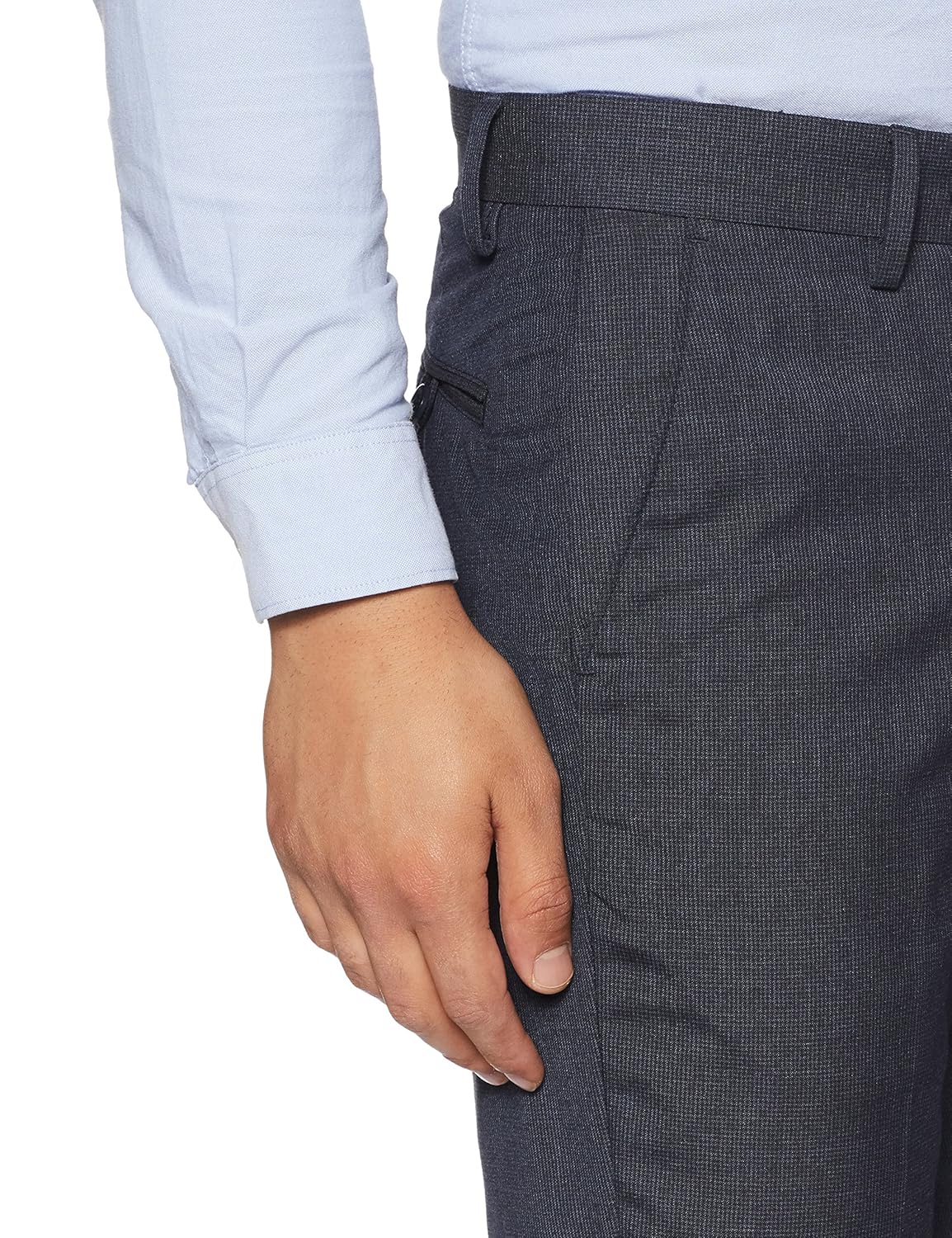 peter england men's slim fit formal trousers