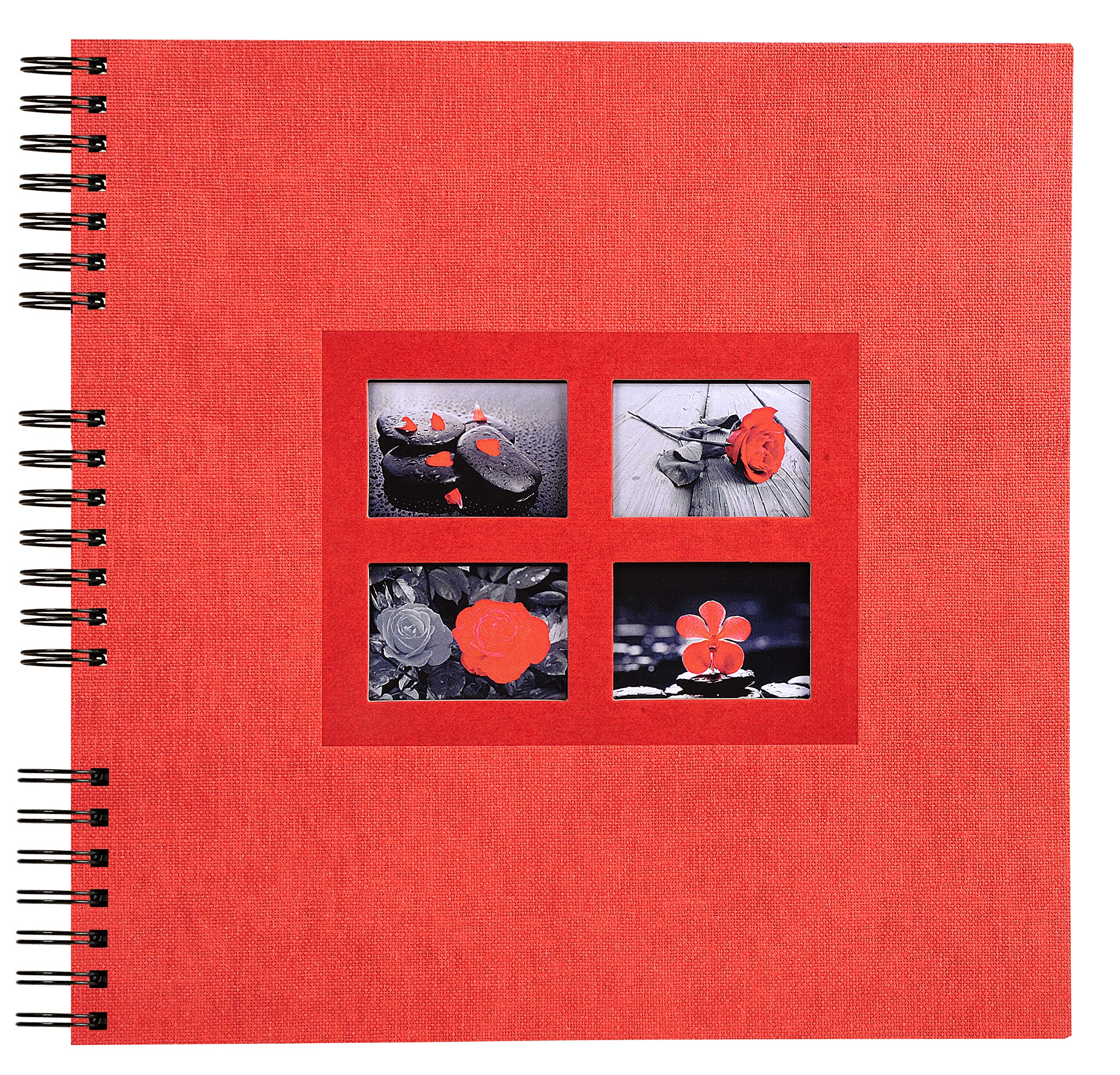 Exacompta - Ref 16845E - Passion Wire Bound Photo Album - 32 x 32cm in Size, 60 Black Thick Card Pages, Holds Up To 360 Photos, Suitable for Scrapbooking - Red Cover