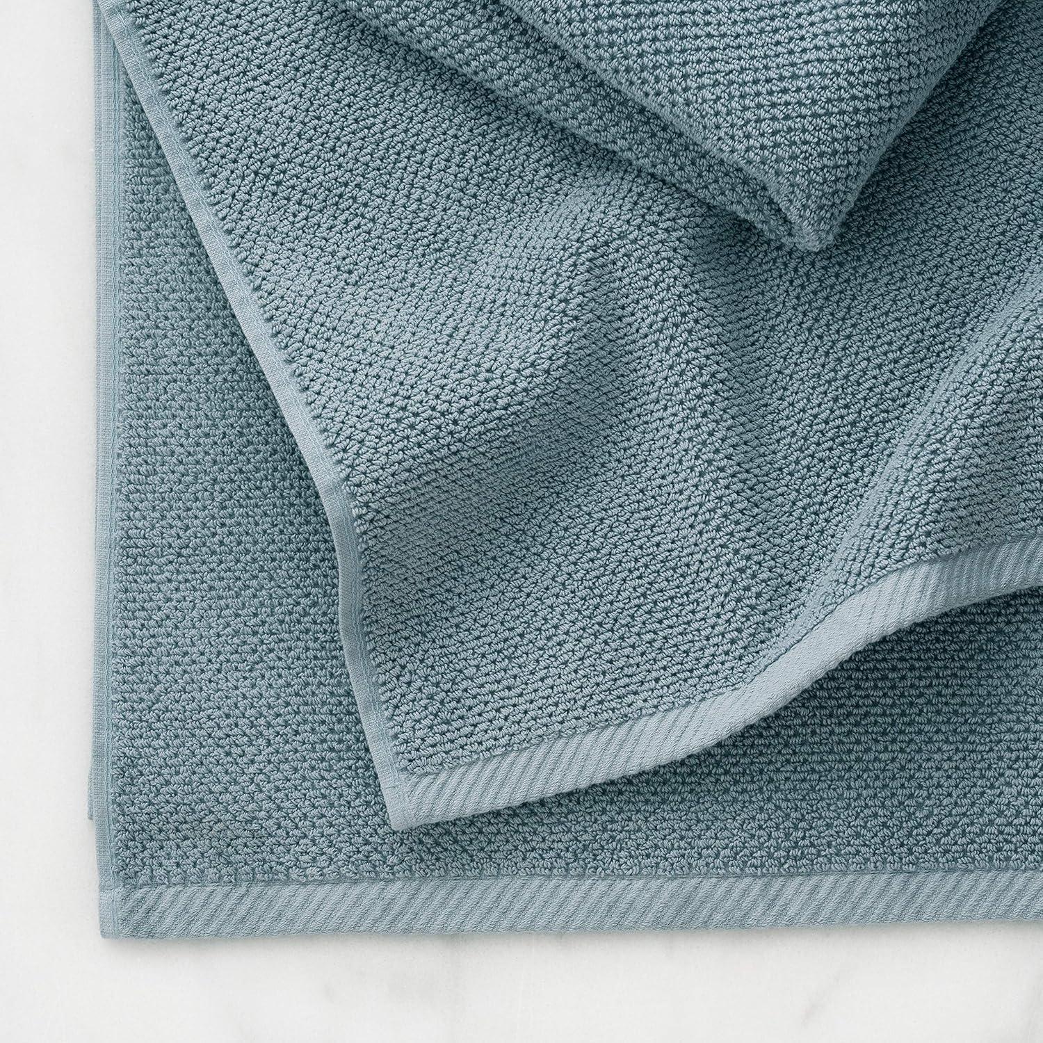 Welhome Franklin 100% Cotton Textured Towel (Dusty Blue) - Set of 6 - Highly Absorbent - Combed Cotton - Durable - Low Lint - 600 GSM - Machine Washable : 2 Bath Towels - 2 Hand Towels - 2 Wash Towels: Home & Kitchen