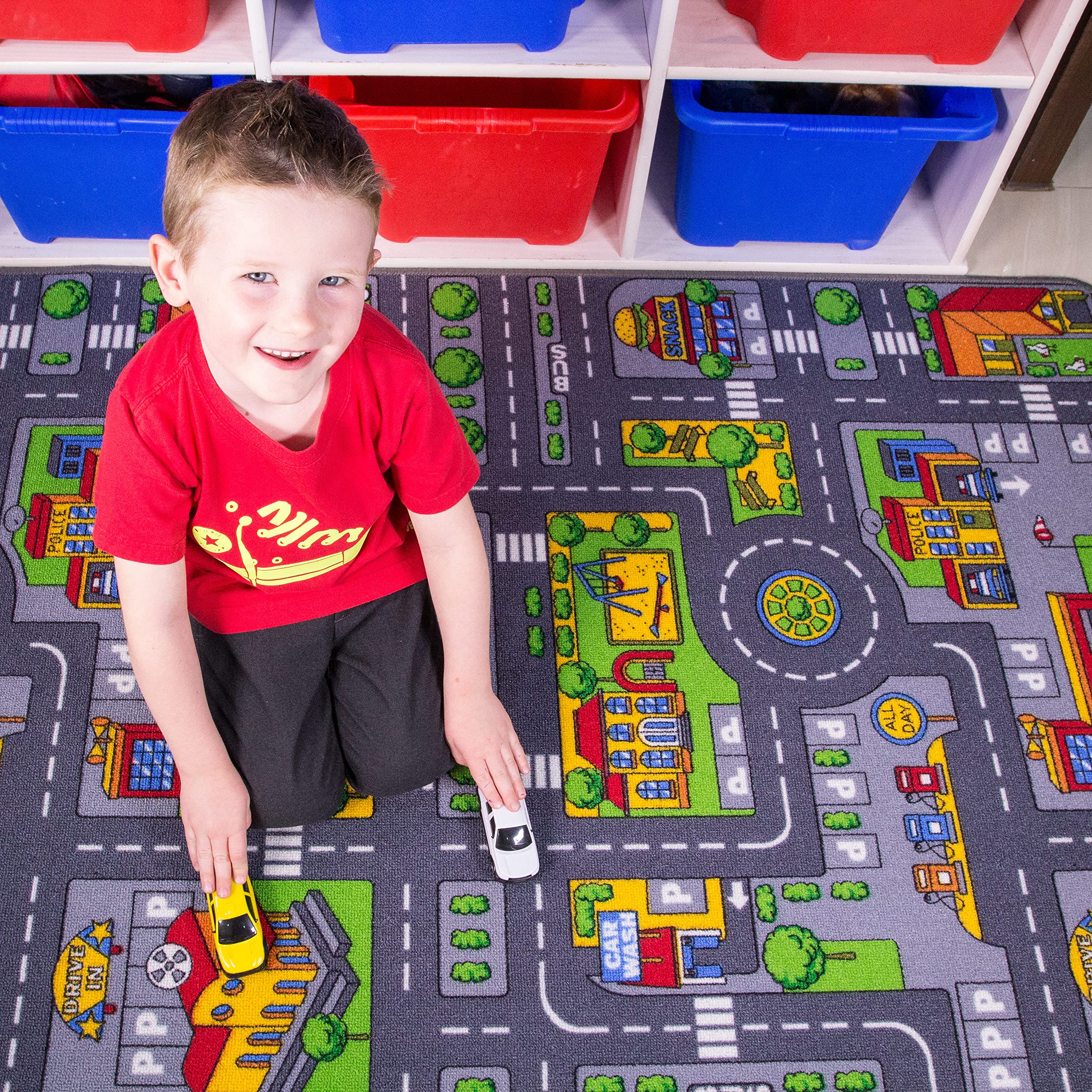 The Rug House Children's Fun & Colourful Roads Play Mat - 80cm x 120cm