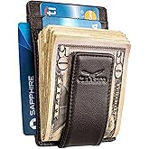 Money Clip Leather Wallet For Men Slim Front Pocket RFID Blocking with Super Strong Magnetic