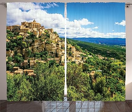 Amazon Com Lunarable Wanderlust Curtains Gordes Medieval Village