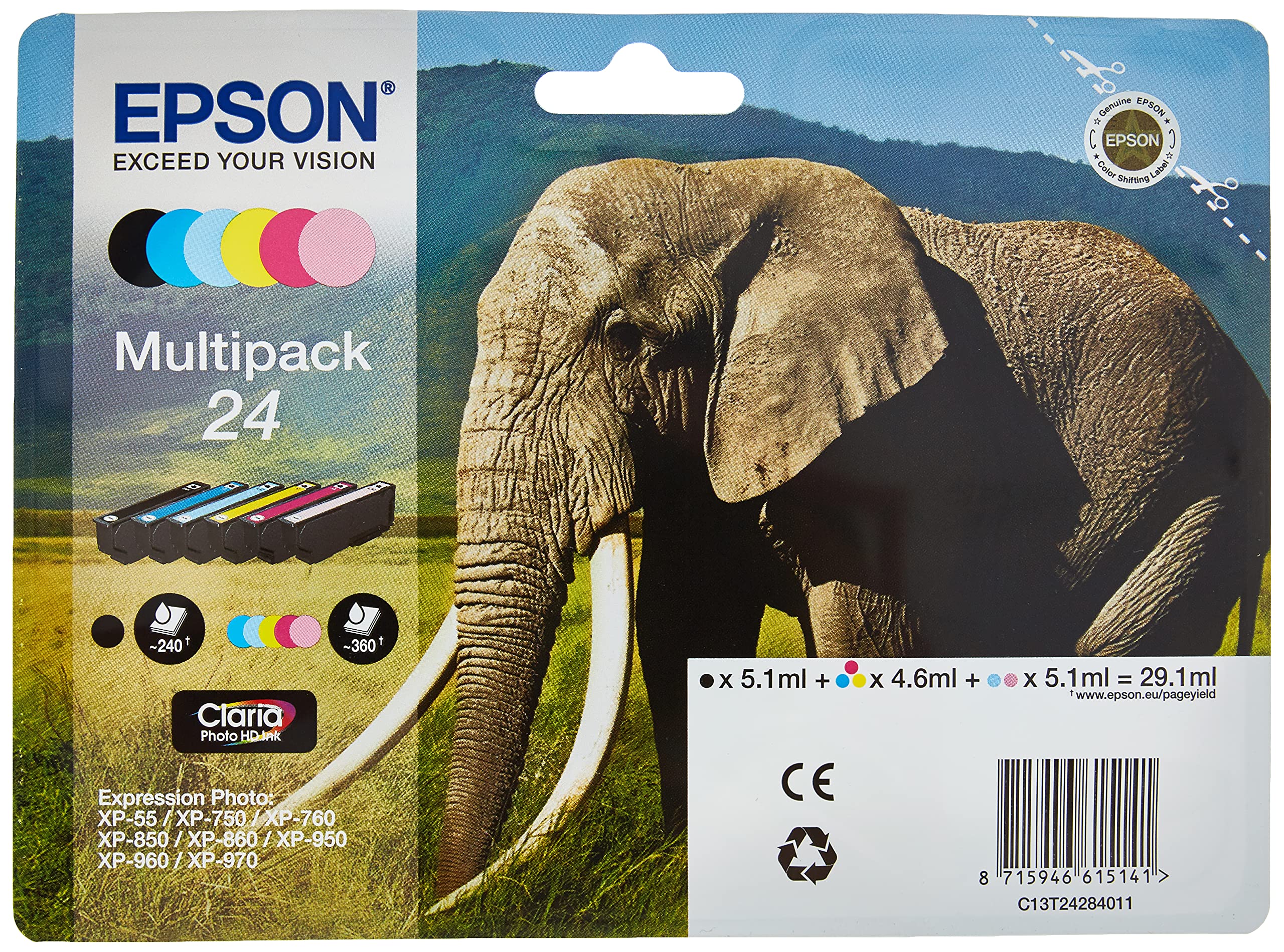 Epson 2493441 Pack 24 Office Inkjet Cartridge,Black/Yellow/Magenta/Cyan,235L107