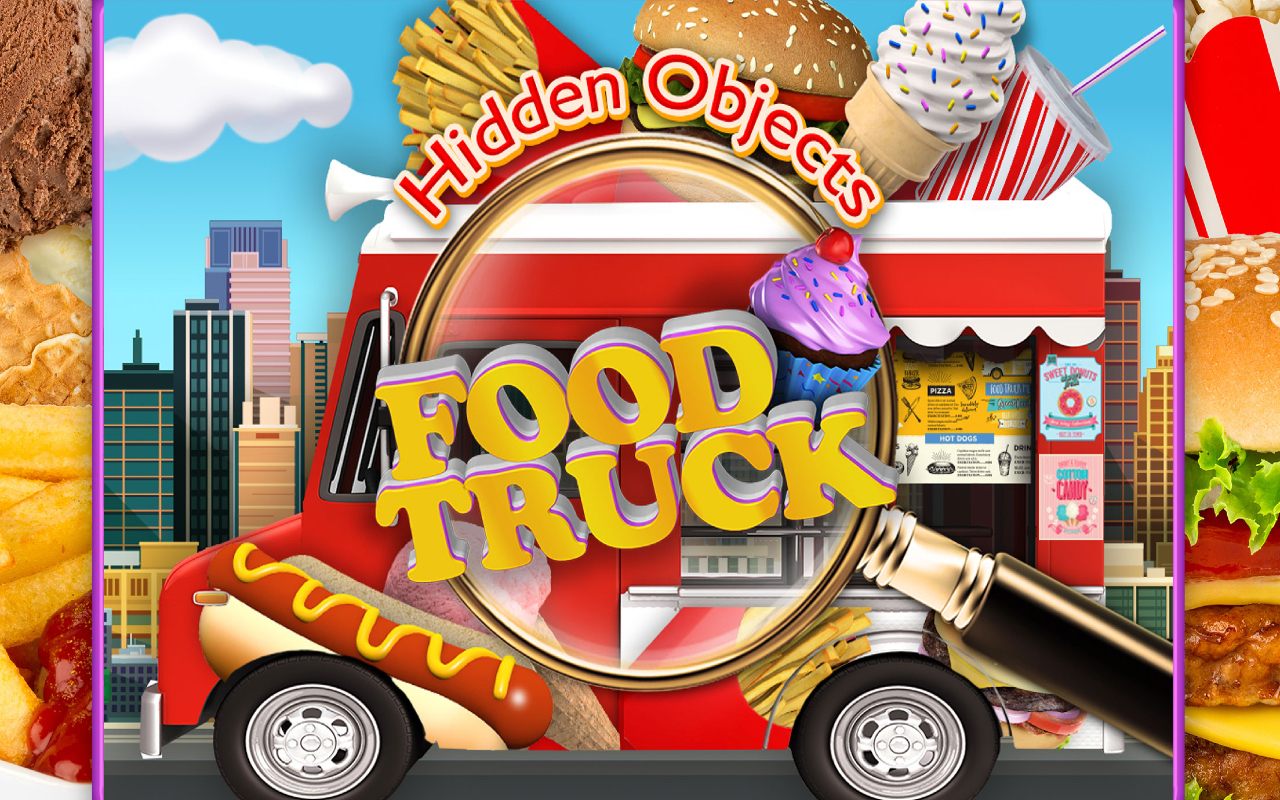 Hidden Object Food Truck and Junk Foods - Candy, Chocolate, Cupcake Dessert Objects Photo Pic Game