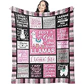 Mcurore Llama Gifts for Women Girls Throw Blanket 60"x50", Llama Gifts for Lovers Mom, Alpaca Blanket/Decor