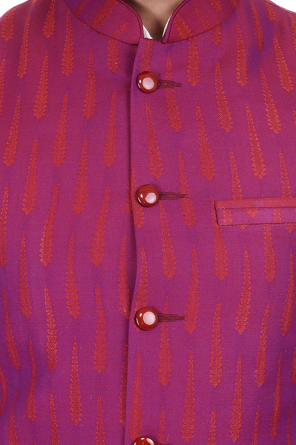 kisah jaquard cotton silk magenta men's nehru jacket