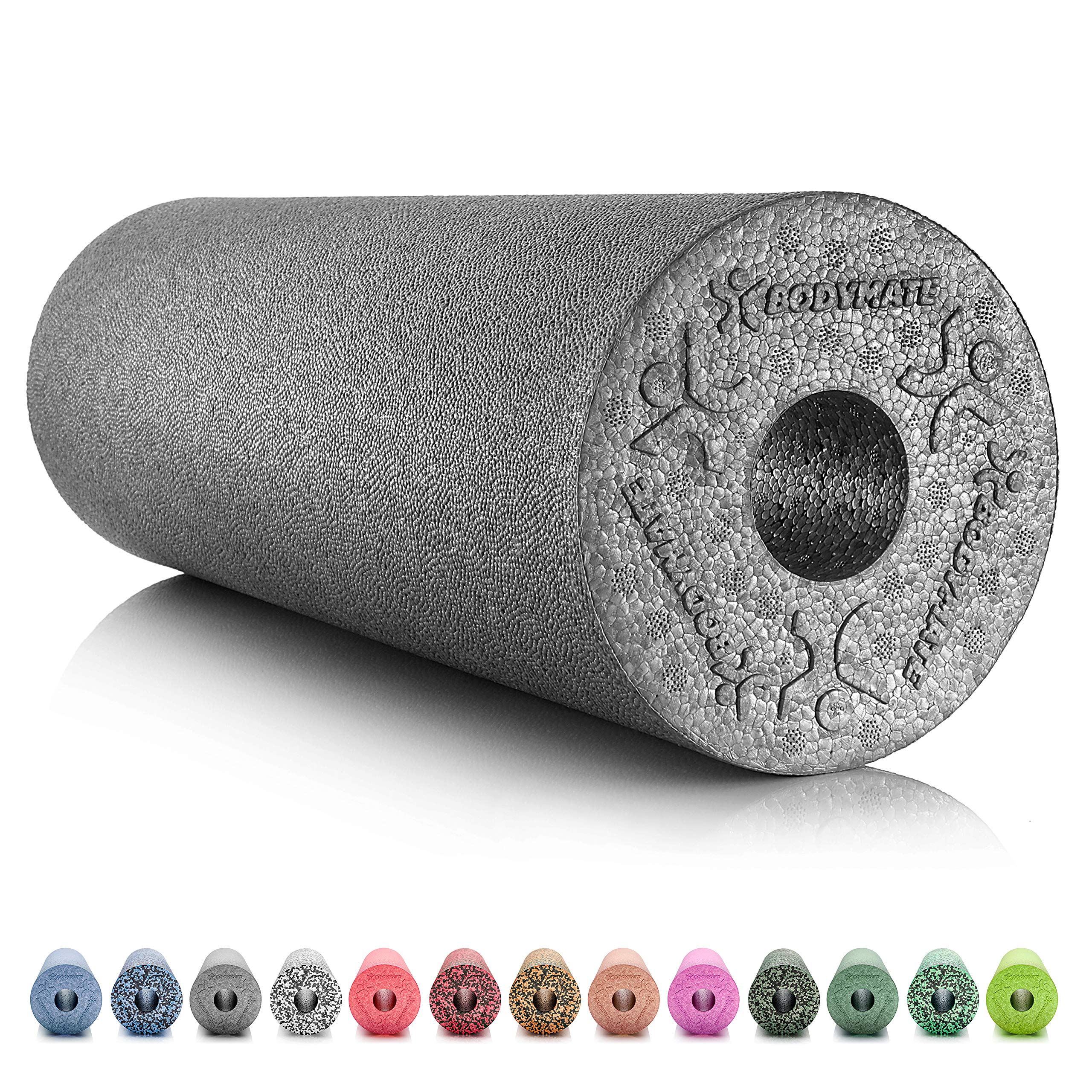 BODYMATE foam roller STANDARD medium-hard smooth 45 x 15 cm with free E-BOOK - many colours