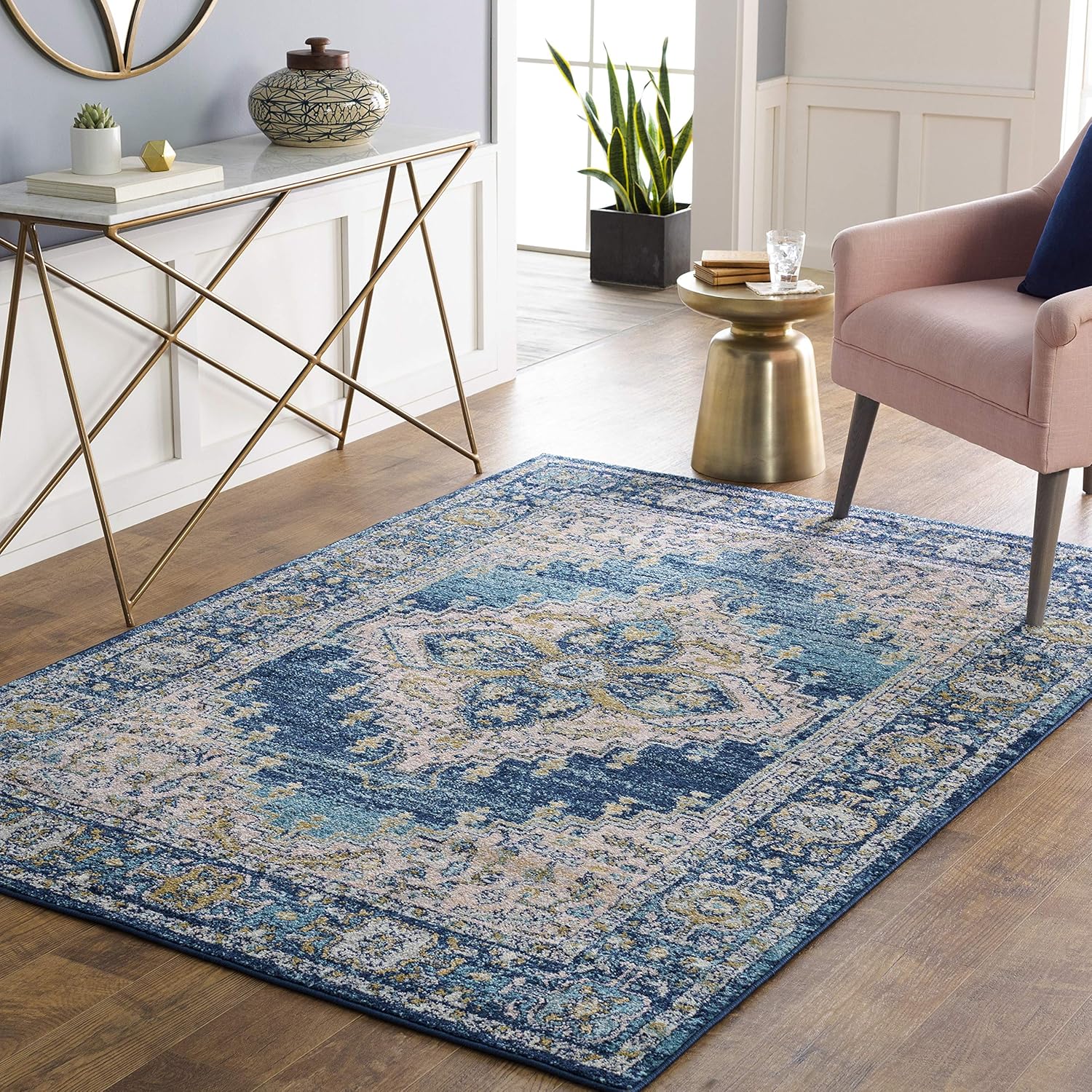 Artistic Weavers Gabai Printed Floral Area Rug 7'6 x 9'6 Pale Blue 