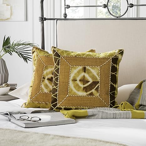 Buy Safavieh Pillow Collection 24 Inch Dip Dye Patch Turmeric