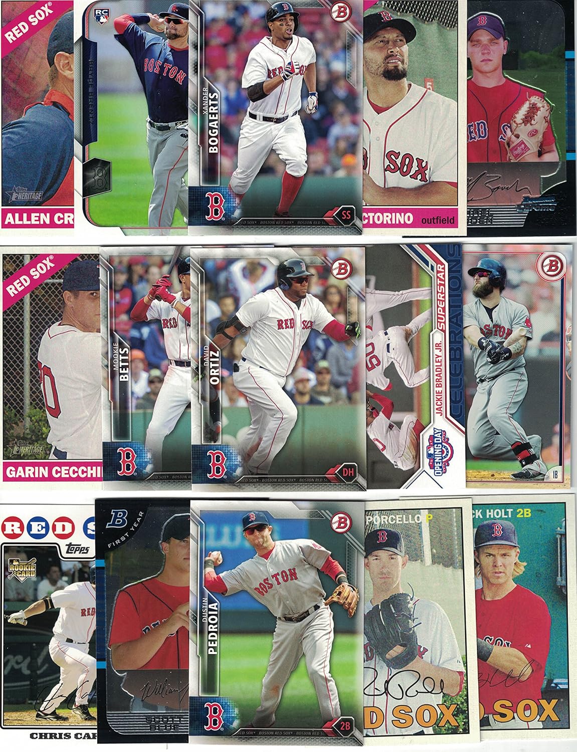 Boston Red Sox / 50 Different Red Sox Baseball Cards from 20202010 at