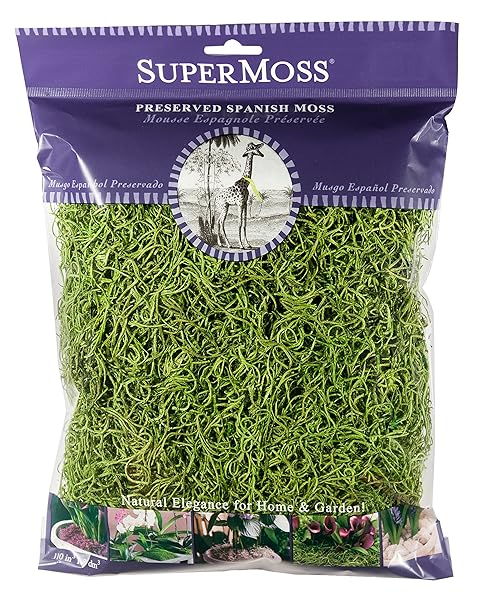 SUPERMOSS (26907) SPANISH MOSS PRESERVED, GRASS, 4OZ, 120 CUBIC IN BAG (APPX. 4OZ) (7 59834 26907 6)
