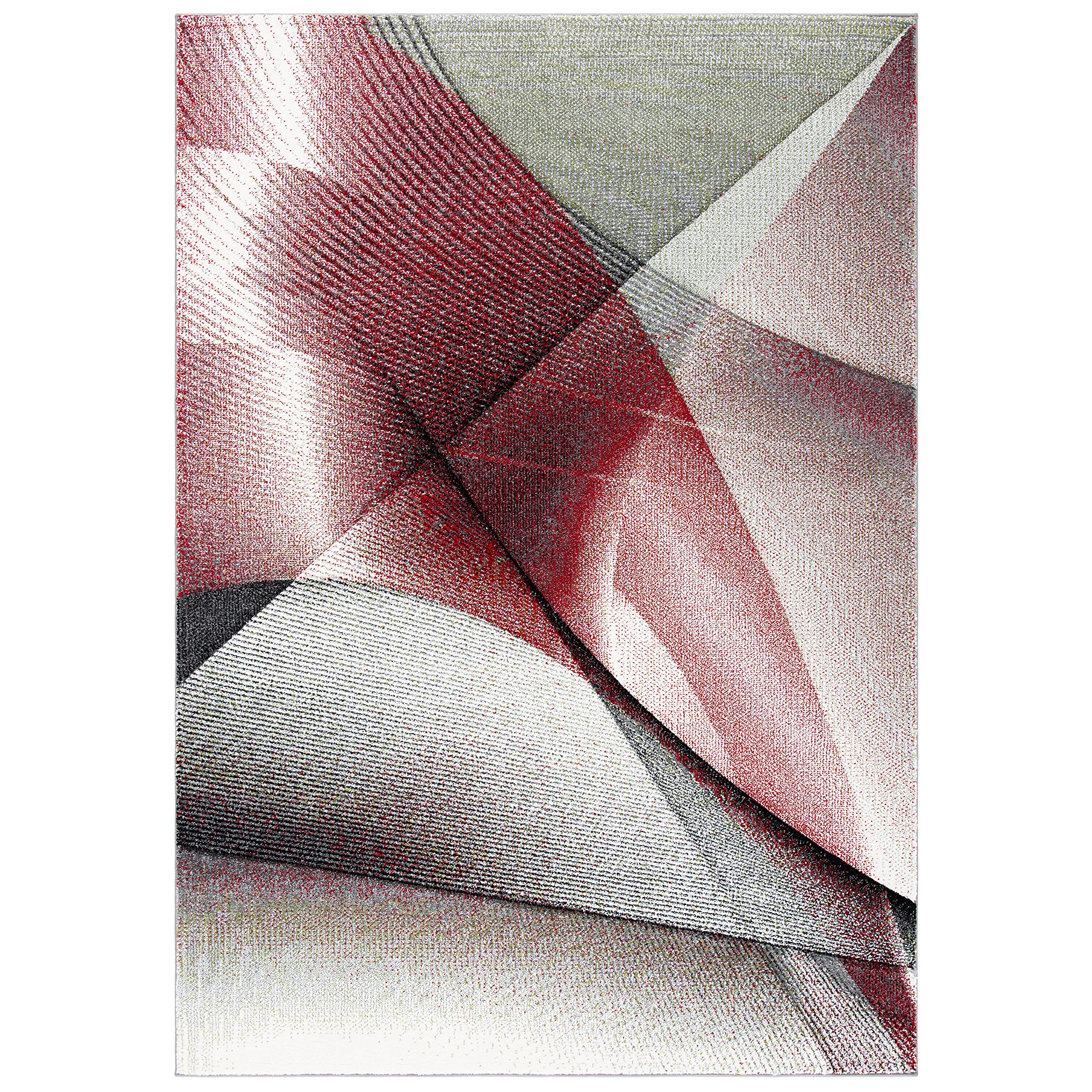 SAFAVIEH Hollywood Collection Contemporary Rug for Living Room Dining Room Bedroom Short Pile Grey and Red 31 x 60 Inch