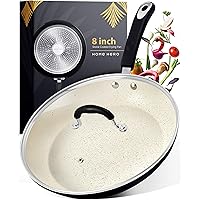 Stone Coated Nonstick Frying Pan with Lid - 8 Inch Frying Pans Nonstick Pan with Lid Skillets Nonstick with Lids Non…