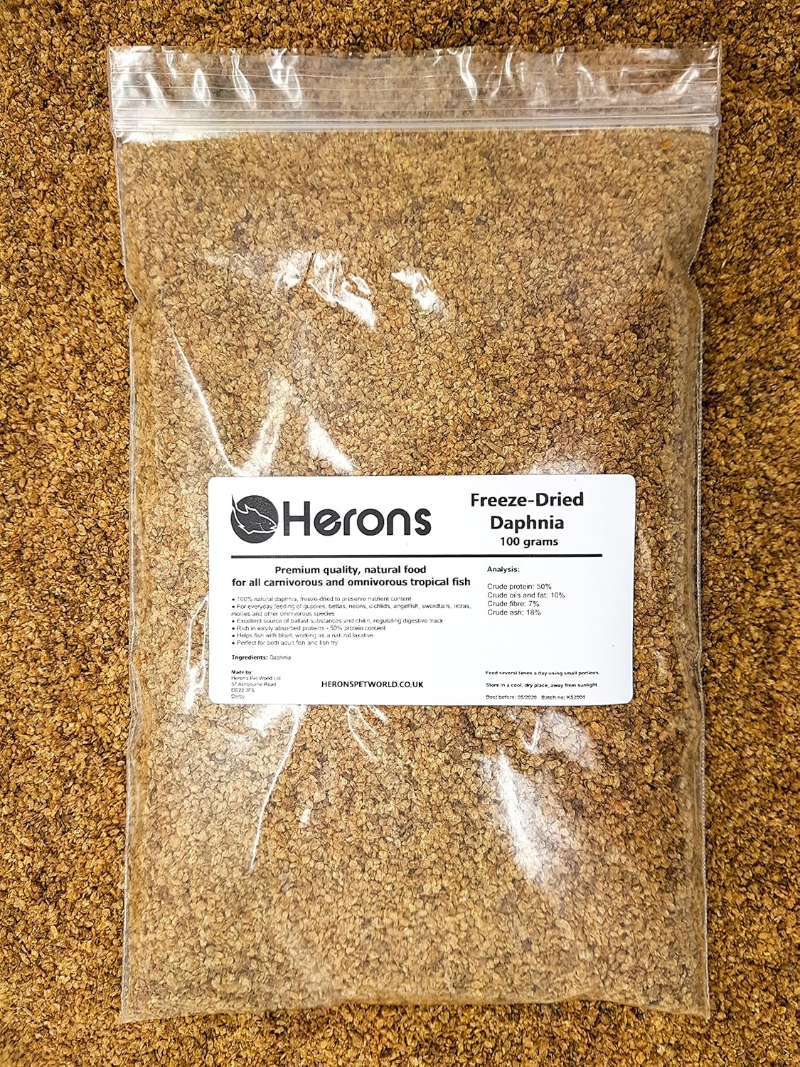 HERONS Freeze Dried Daphnia [100g] CICHLID GOLDFISH KOI FRY TROPICAL