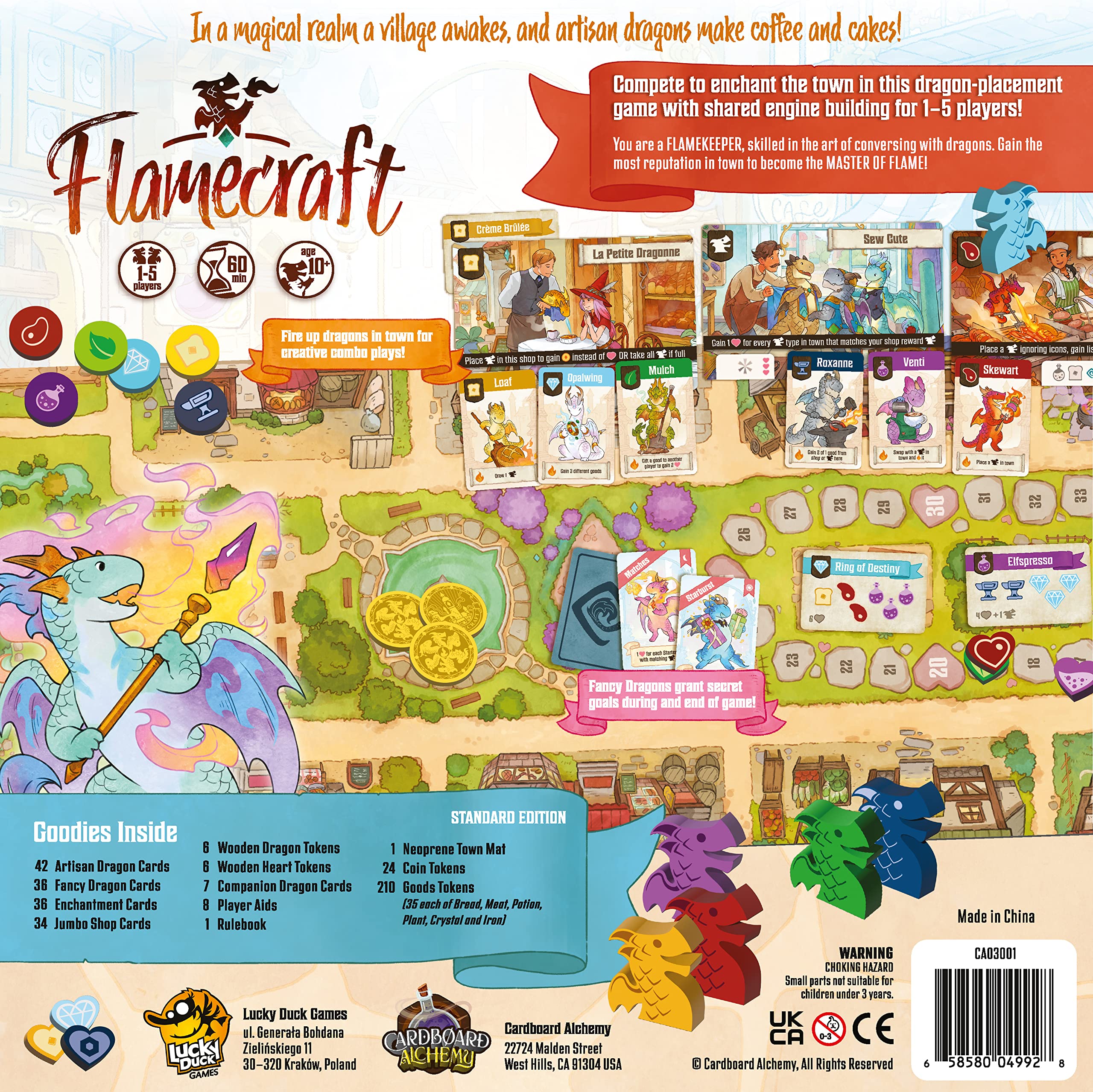 Flamecraft Board Game | Strategy Dragon Fantasy Fun Family for Kids & Adults Ages 10+ 1-5 Players Average Playtime 60 Minutes Made by Lucky Duck Games (LKY-FMC-R01-EN)
