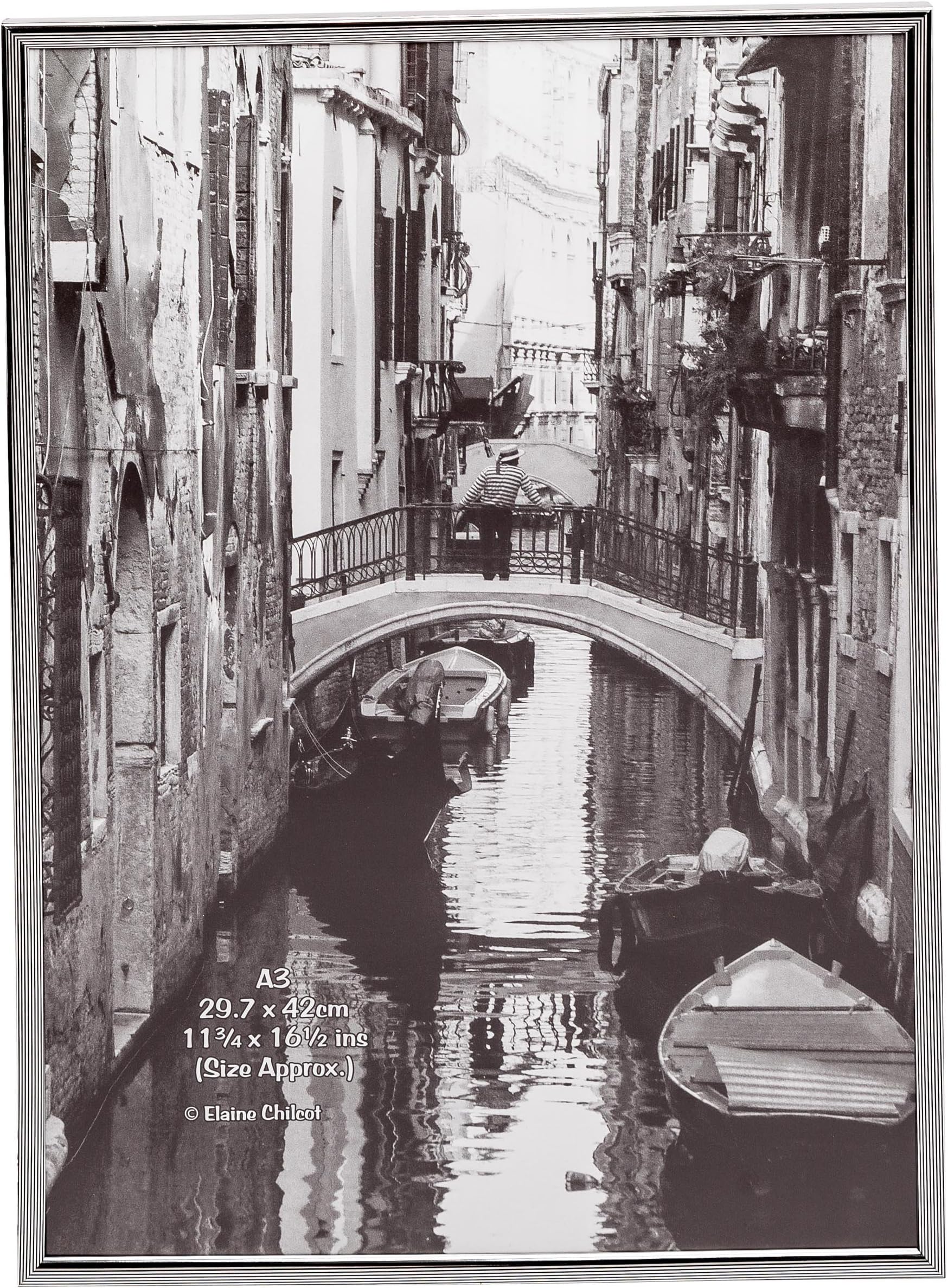 Smart A3 Certificate Photo Poster Frame in Silver with Fine Black Pinstripe and Non Glass Front PACFA3BSIL-FBA-FFP