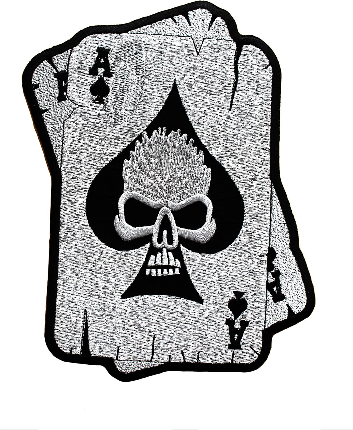 Big XL Iron on Patch Skull Poker Ace of Spades Biker "24.5 x 17cm