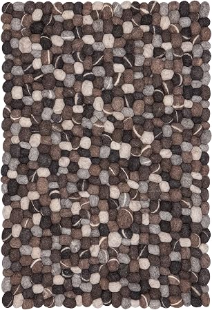 Myfelt Hardy Filzkugelteppich Rechteckig Schurwolle Grau 30 X