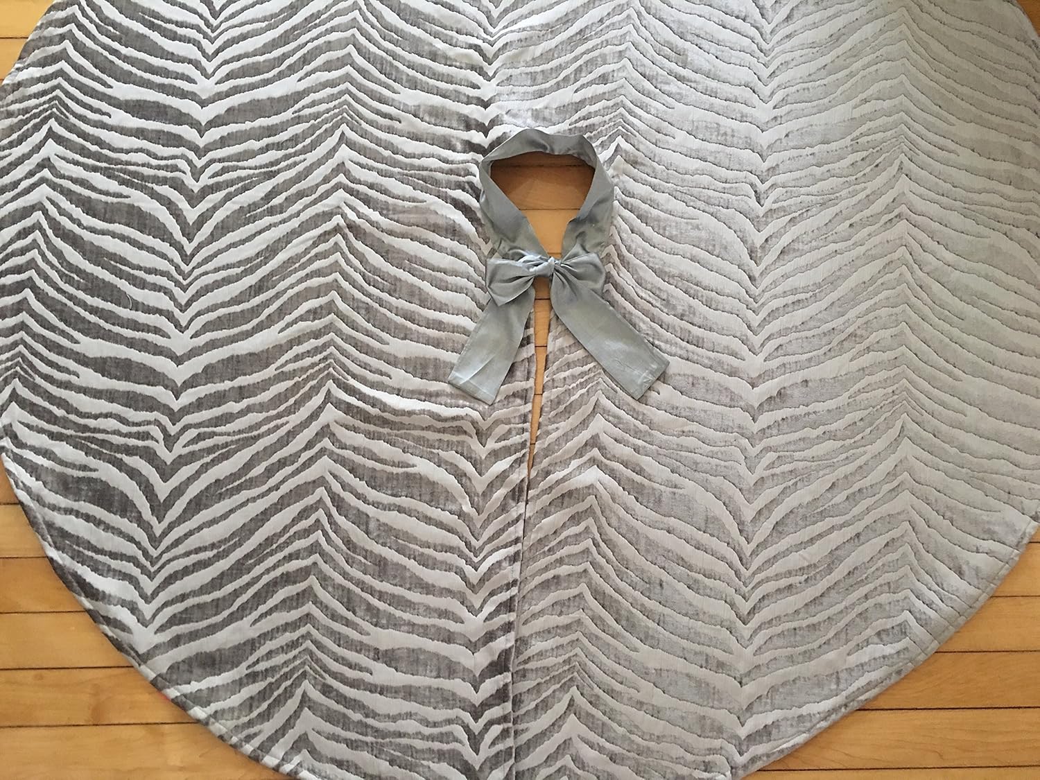 Silver Christmas Tree skirt, Modern Chenille Velvet