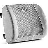 ComfiLife Lumbar Support Back Pillow Office Chair and Car Seat Cushion - Memory Foam with Adjustable Strap and Breathable 3D Mesh (Gray)