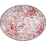 Red Co. Oven Safe Enamelware Metal Classic 16.5” Serving Oval Tray Platter, Red Marble/Black Rim – Splatter Design