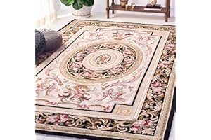 SAFAVIEH Chelsea Collection Area Rug - 8' x 10', Ivory & Black, Hand-Hooked French Country Wool, Ideal for High Traffic Areas