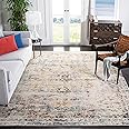 SAFAVIEH Madison Collection Area Rug - 8' Square, Grey & Gold, Boho Chic Medallion Distressed Design, Non-Shedding & Easy Care, Ideal for High Traffic Areas in Living Room, Bedroom (MAD473F)