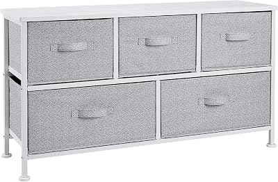 Amazon Basics Extra Wide Fabric 5-Drawer Storage Organizer White