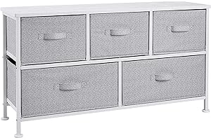 Amazon Basics Extra Wide Fabric 5-Drawer Storage Organizer Unit for Closet, White