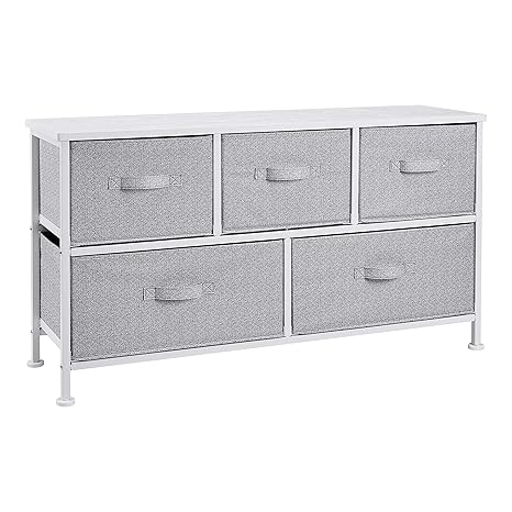 Amazonbasics Extra Wide Fabric 5 Drawer Storage Organizer Unit For