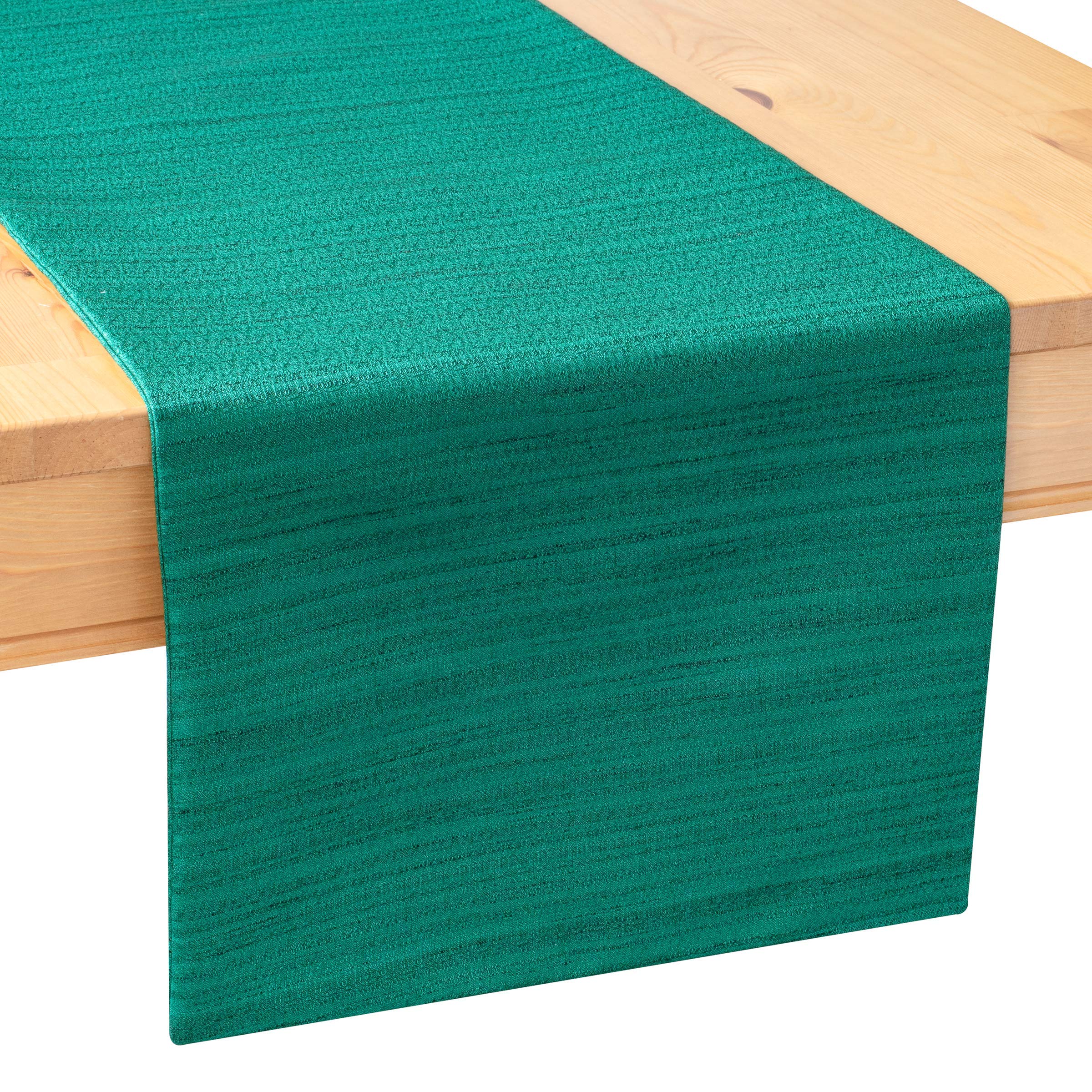 The White Petals Emerald Green Short Table Runner (13x64 inch, Pack of 1) Fabric Lined | Properly Finished | for Home, Kitchen, Dining Room, Holiday, Wedding Party Décor, Table Decoration