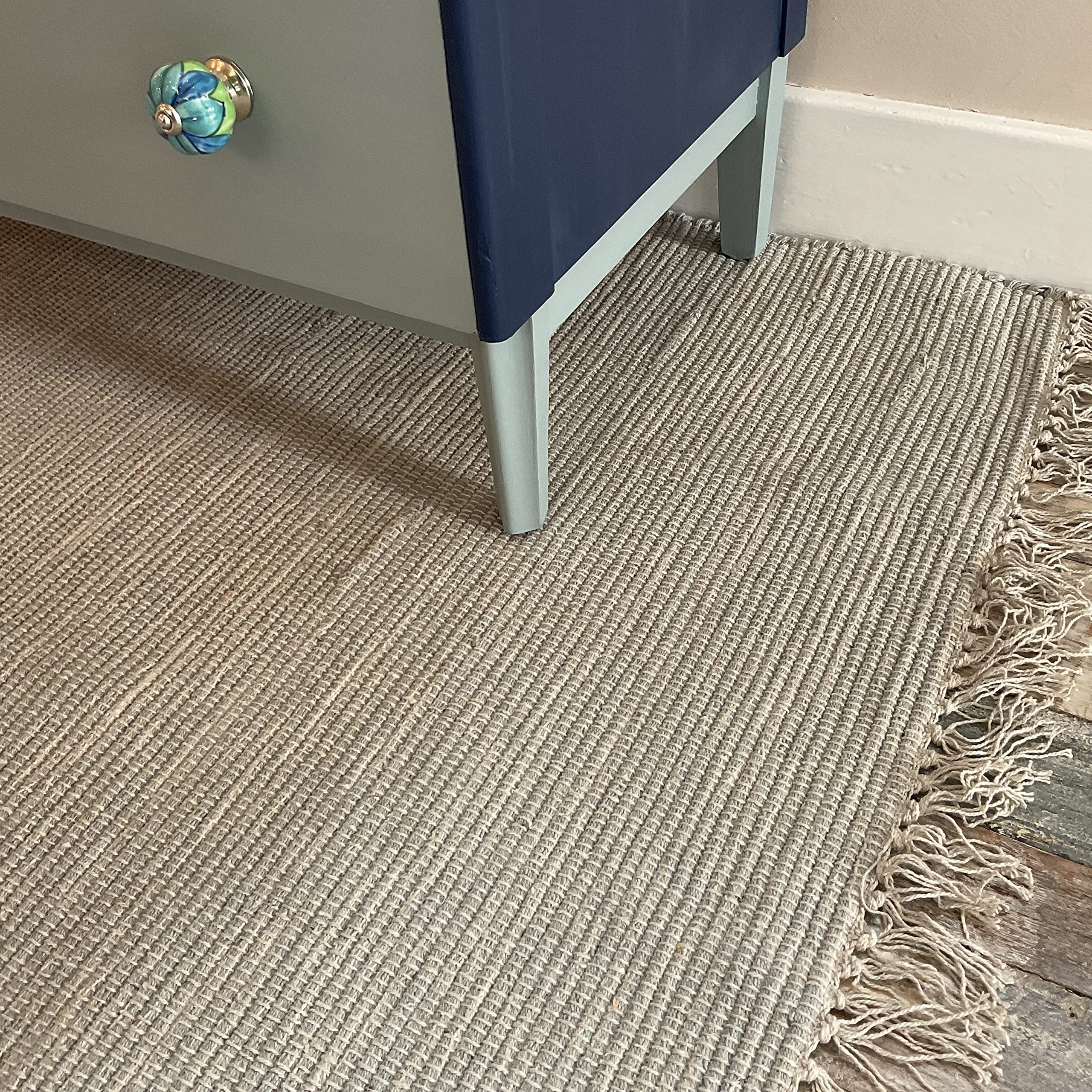 Pale Grey Hush Soft Cotton Rug Hand Loomed and GoodWeave Certified Small 75 cm x 120 cm
