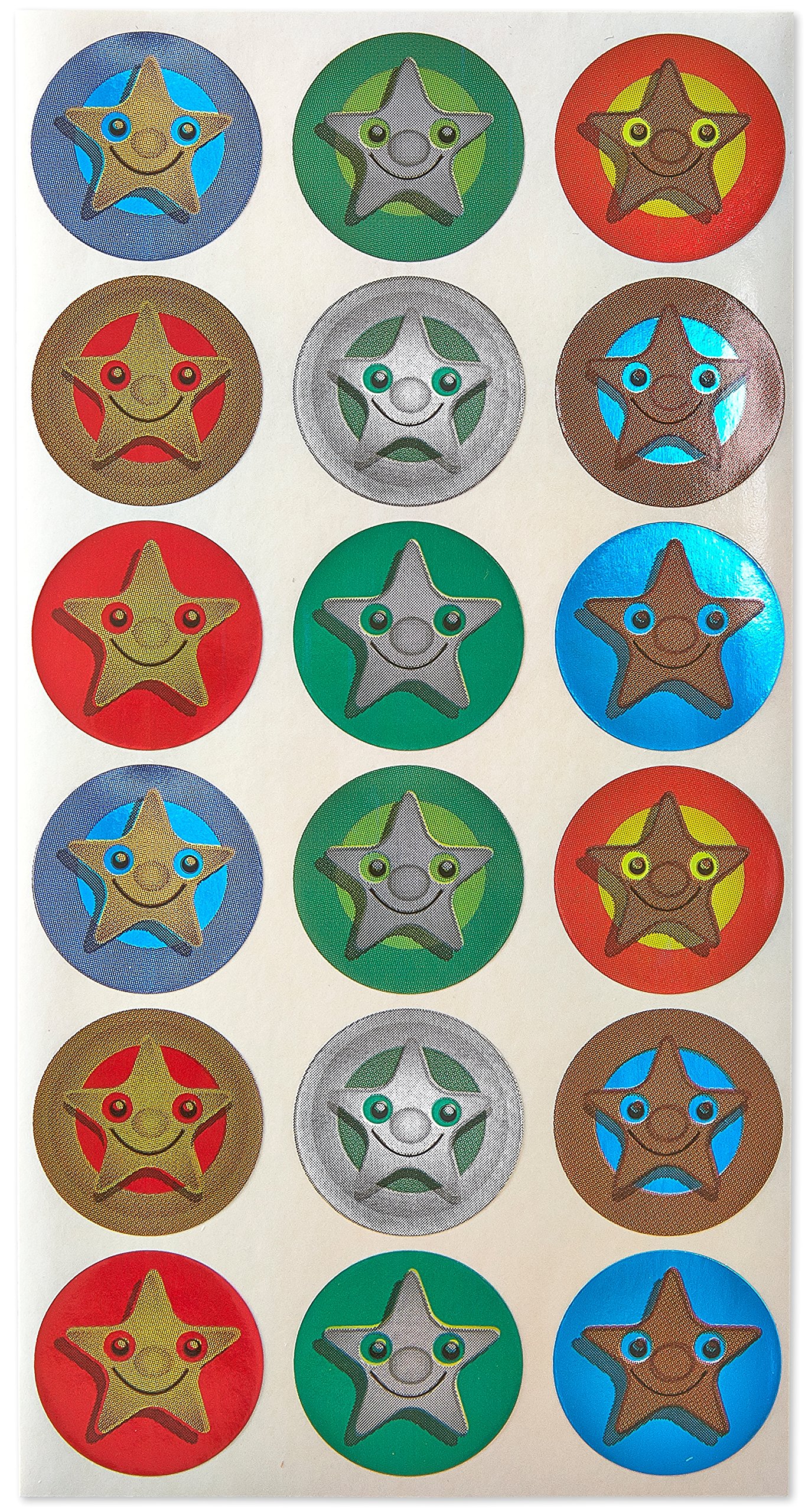 SuperStickers Solutions Round Metallic Smiley Star Stickers (Pack of 54), DBS211