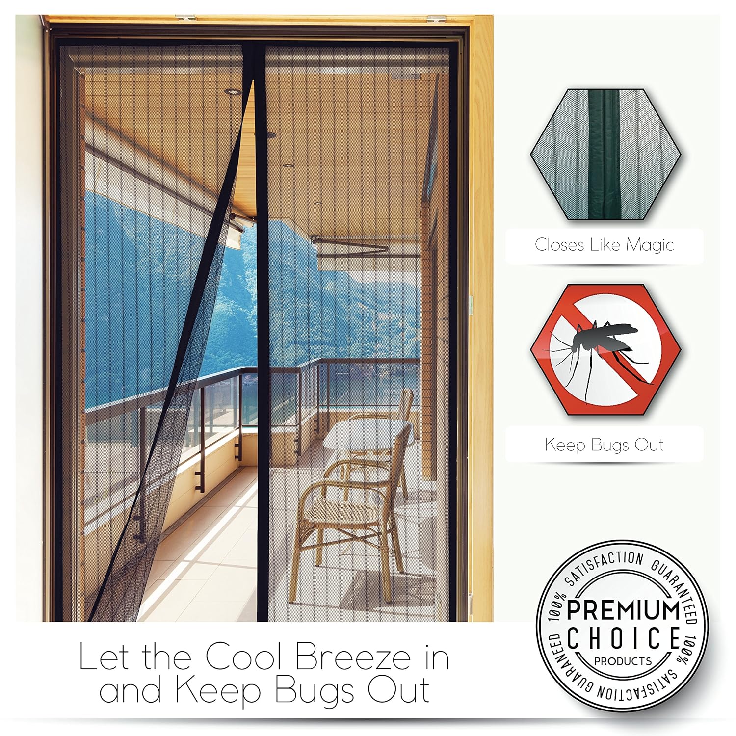 KEEP BUGS OUT Fits Doors UP TO 34 x 82 Retractable Mesh Door Screen