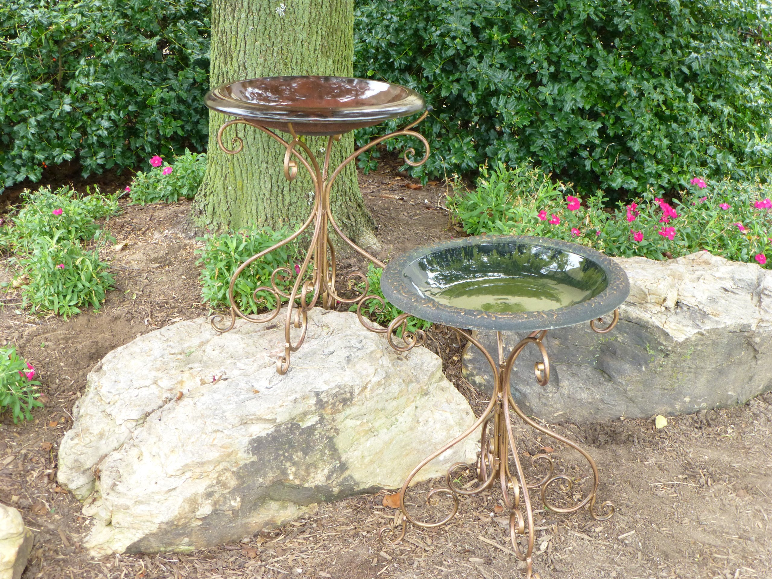 Tierra Garden 48172B Antique Gloss Bird Bath Bowl with Gloss Rim and