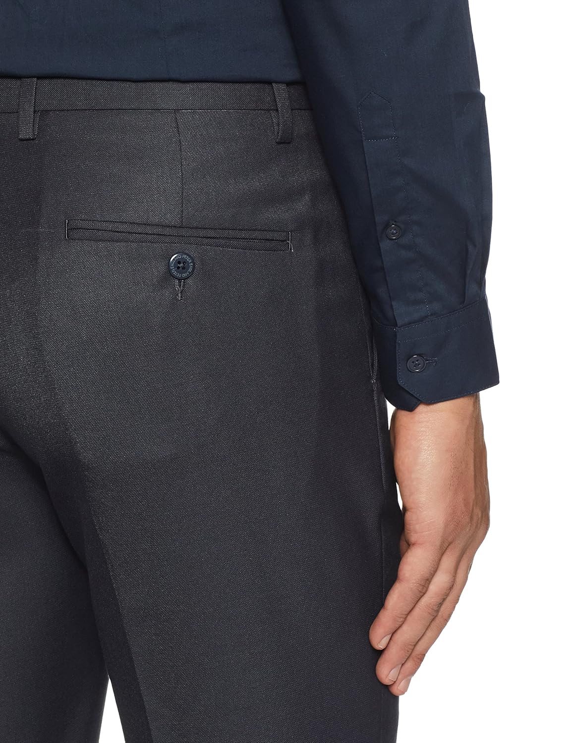 peter england men's slim fit formal trousers