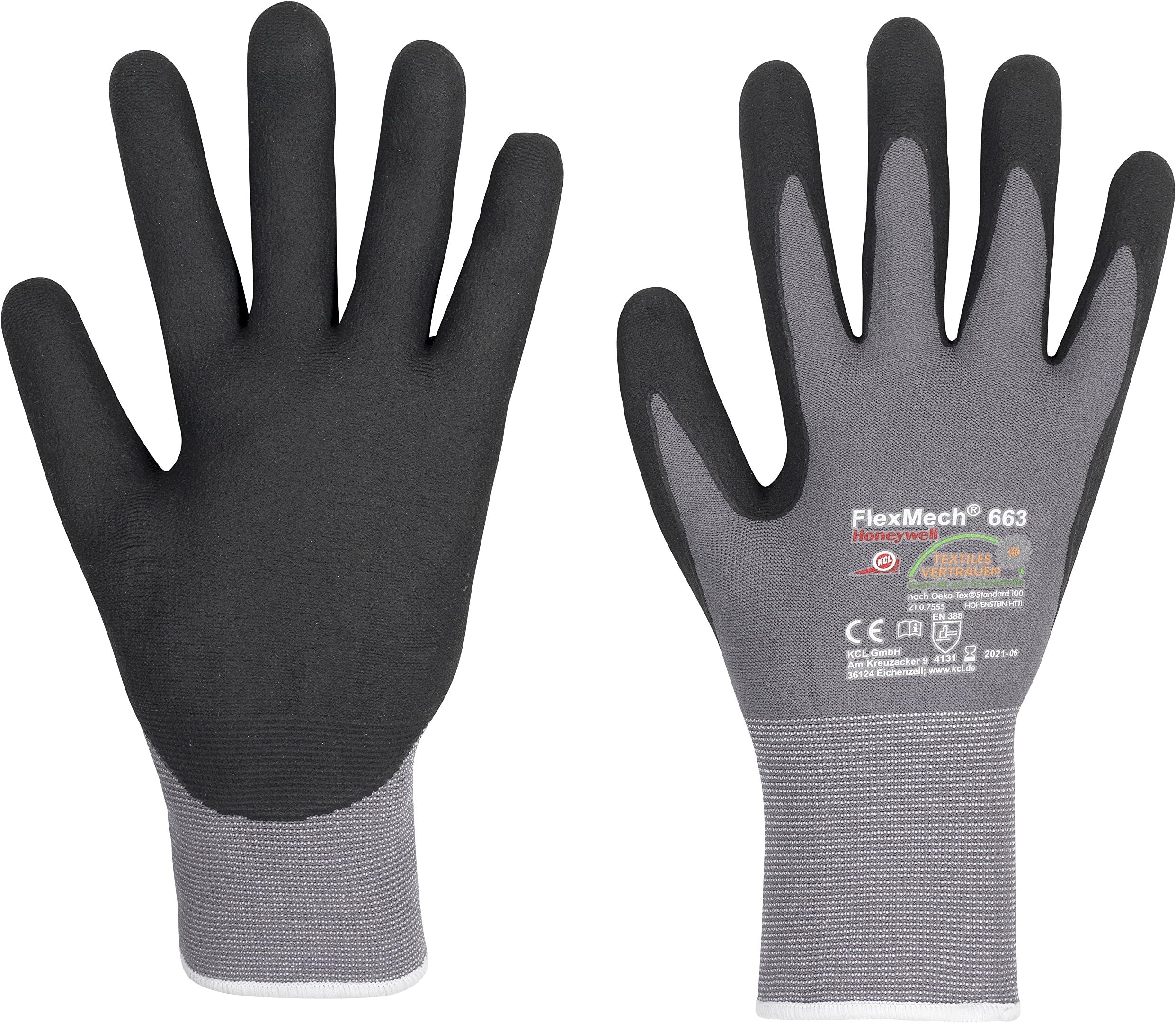 3 Pairs of KCL FlexMech EN388 Work Gloves – Protective Gloves, Mechanic’s Gloves for Damp, Oily Work and Mechanical Hazards