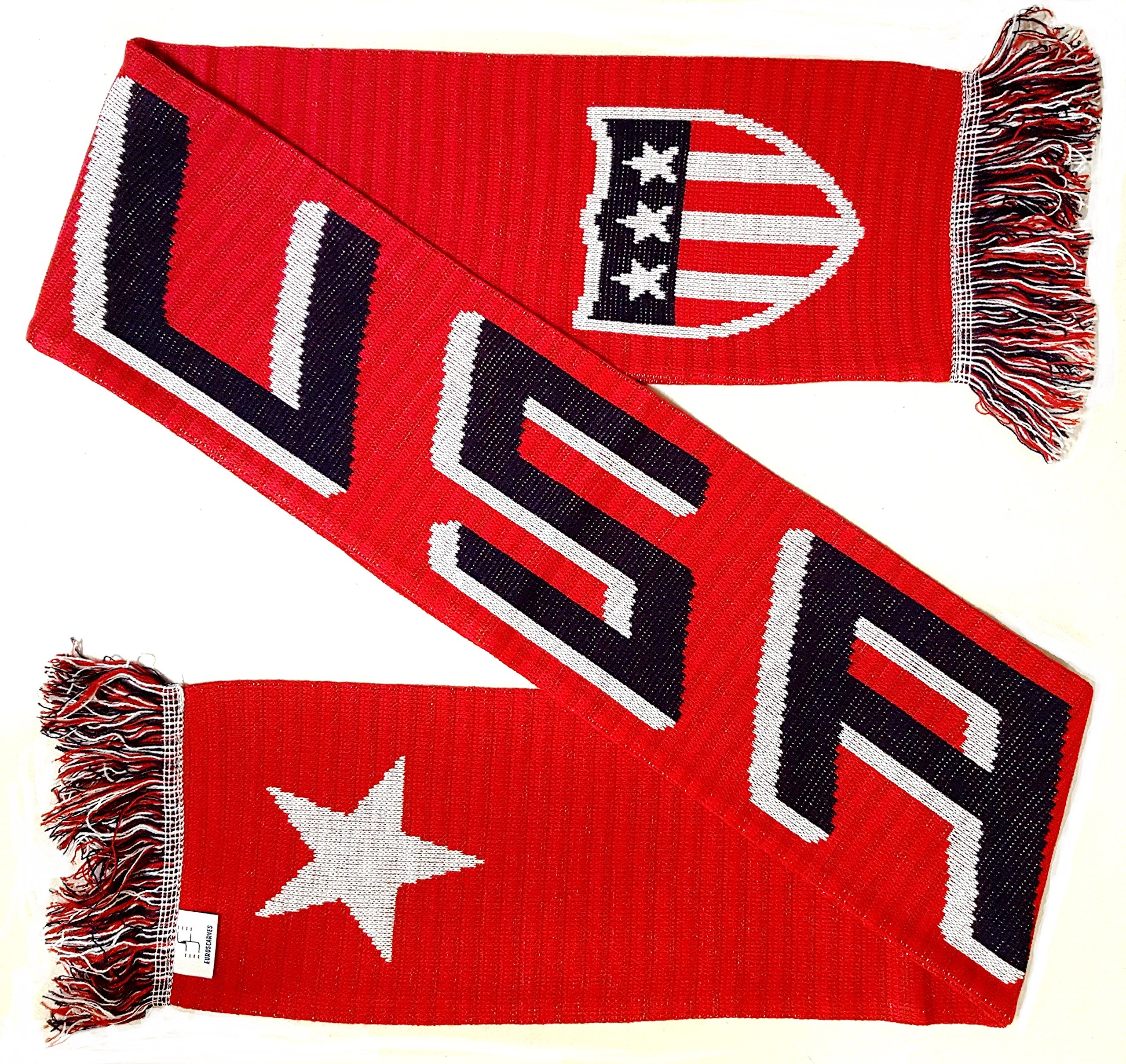 Euroscarves USA Knit Scarf, Red, fits all