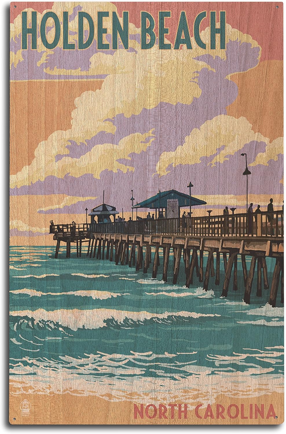 Lantern Press Holden Beach, North Carolina - Fishing Pier (10x15 Wood Wall Sign, Wall Decor Ready to Hang)