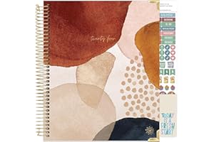 bloom daily planners 2024 Hardcover Calendar Year Goal & Vision Planner (January 2024 - December 2024) - Monthly/Weekly Column View Agenda Organizer - 7.5" x 9" - Earthy Abstract, Blue