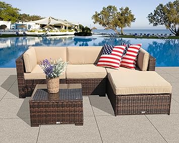 Amazon.com : PATIOROMA Outdoor Furniture Sectional Sofa Set (80-Piece ...