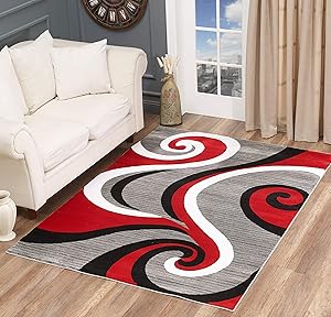 Glory Rugs Modern Area Rug Swirls Carpet Bedroom Living Room Contemporary Dining Accent Sevilla Collection 4817A