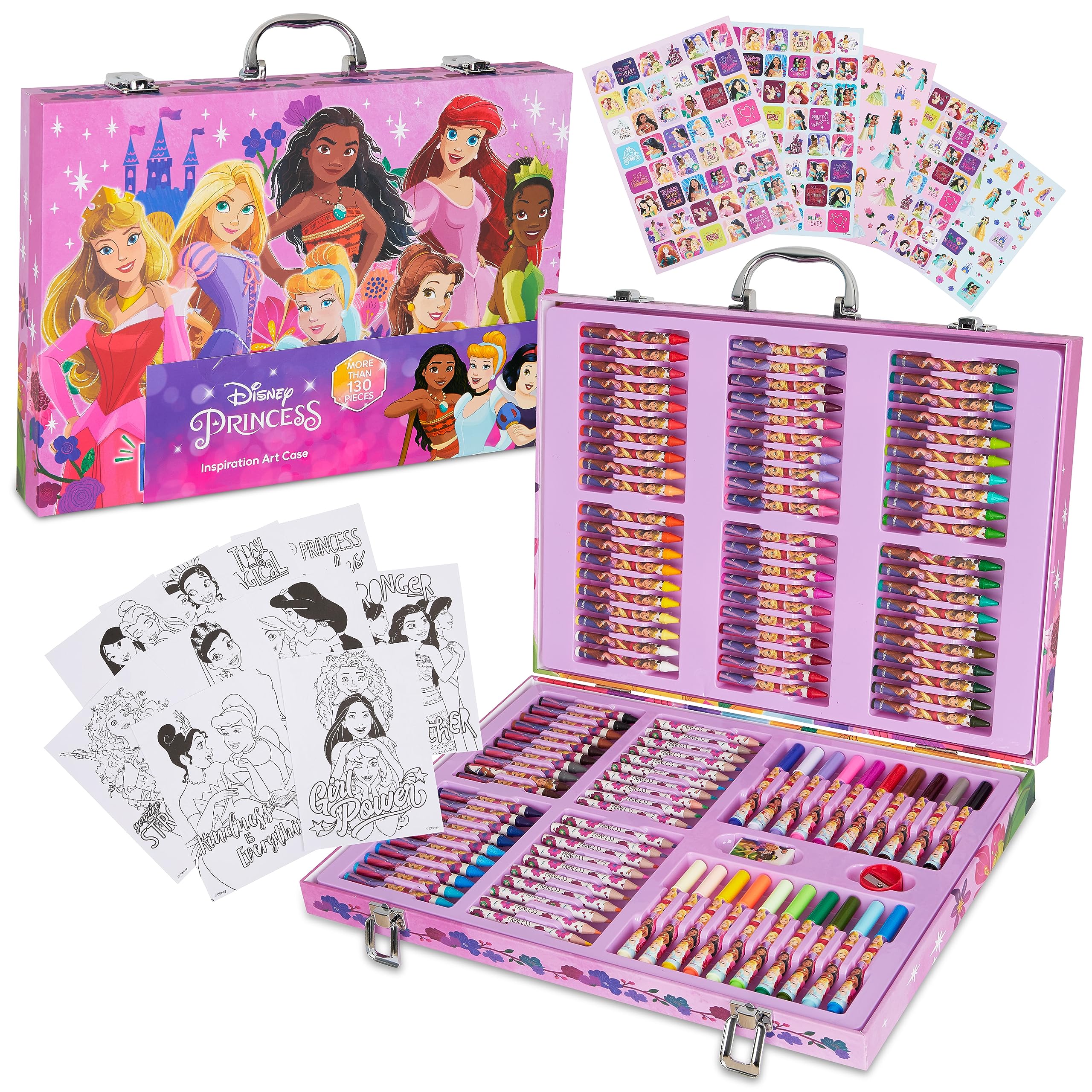 Photo 1 of Disney Stitch Colored Pencils Art Supplies Kids Drawing Kit School Supplies Crayons Markers Coloring Sheets Art Kit Gifts for Kids Girls (Multi Princess Set)