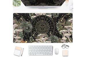 DSKGSJH Moon Mushroom Gaming Desk Pad Cute Dark Tarot Mousemats Desk Mat, Forest Extended Large Anime Mouse Pad, Gamer Desk Decor Setup, Full Desk Mouse Keyboard Mat XXL, Laptop Desk Pad 31.5"x15.75"