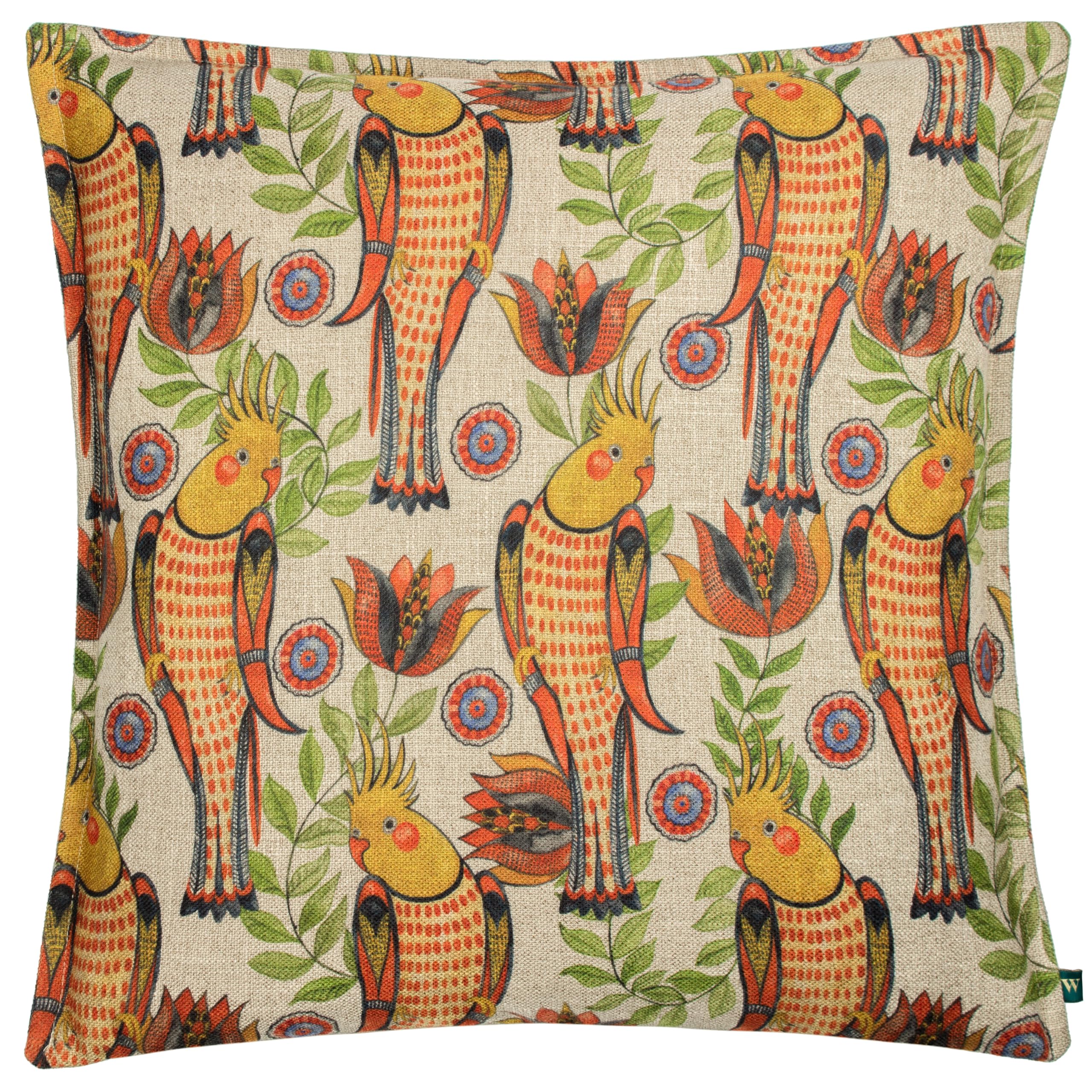 Wylder Tropics Akamba Cockatiels Tropical Cushion Cover