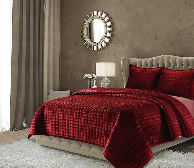 Tribeca Living FLORENCEQUIQUBU Florence Velvet Oversized Solid Quilt