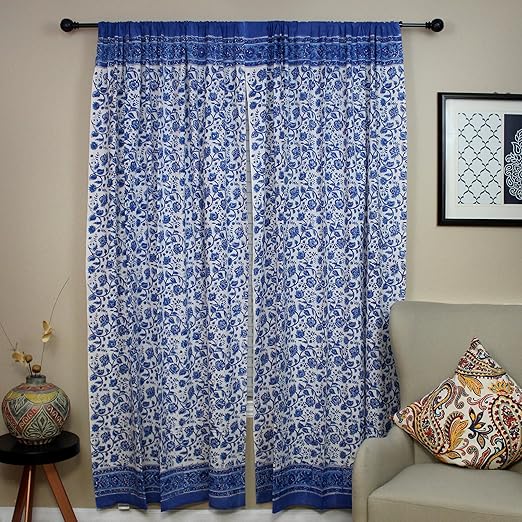 Amazon Com Homestead Rajasthan Floral Block Print Curtain Drape